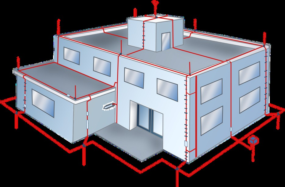 Diagrama técnico de proteção contra incêndio de edificação